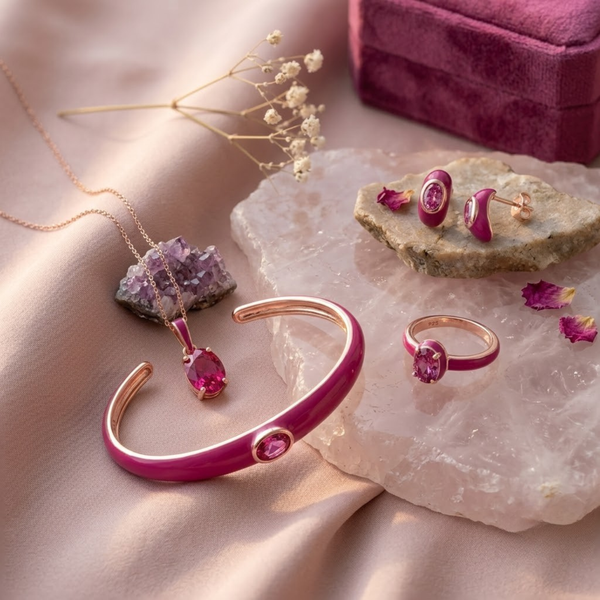 Azure Arc Oval-Cut Complete Jewelry Set  (Lavender Edition)