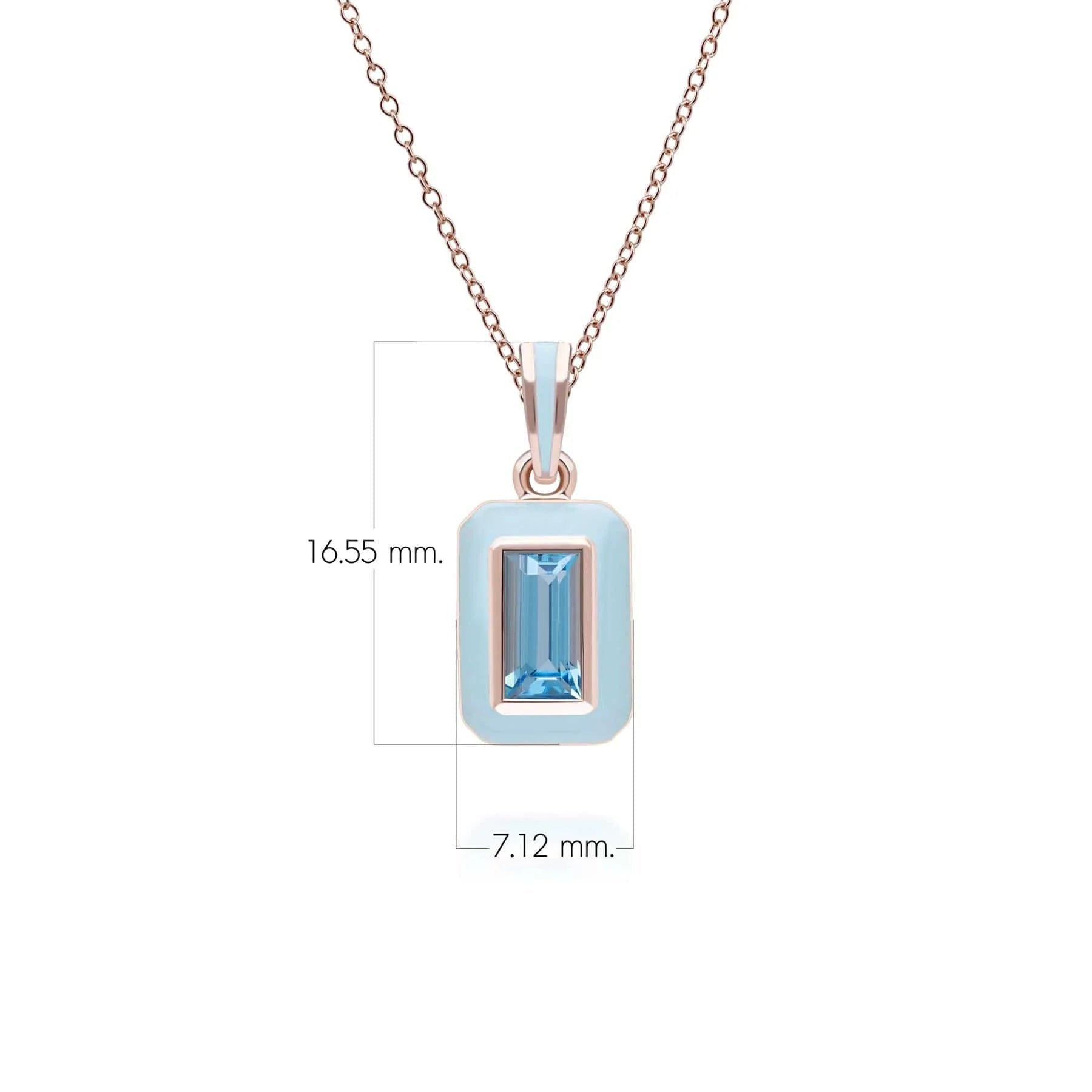Rose gold pendant with blue gemstone on a white background