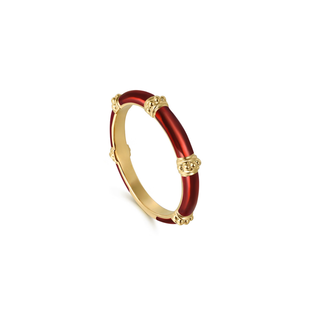 The Bamboo Node Ring (Chrome Green & Rose Gold Edition)