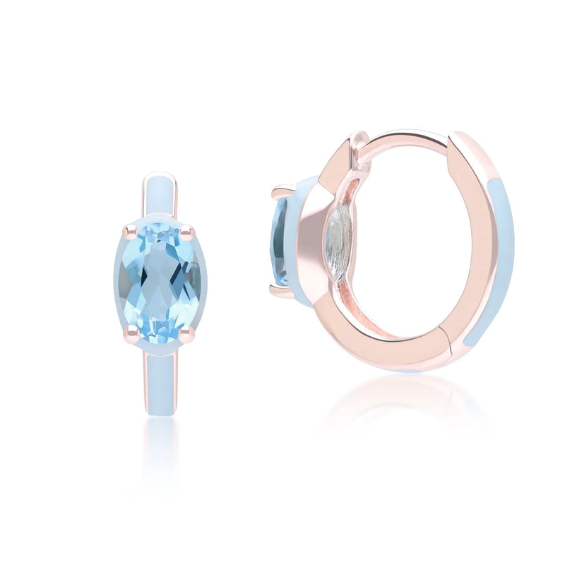 Azure Arc Round-Cut Swirl Enamel Huggie Earrings (Sky Blue Edition)