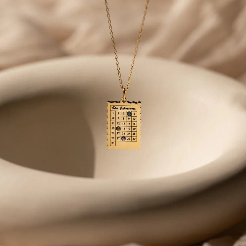 Calendar Birthstone Charm Necklace