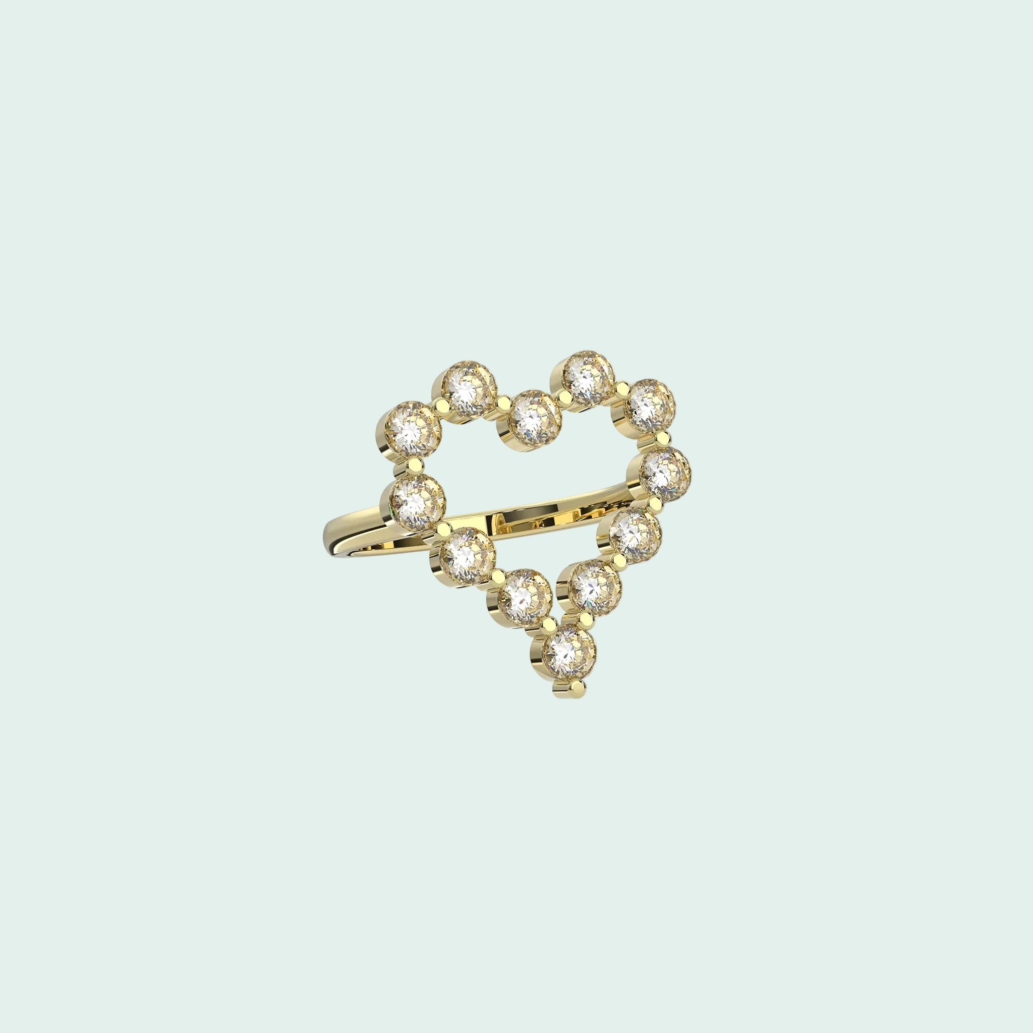 Gold ring with diamonds on a white background
