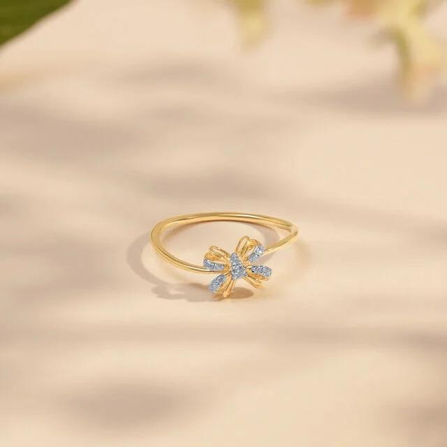 Pave Bow Dainty Ring Solid 925 Sterling Silver