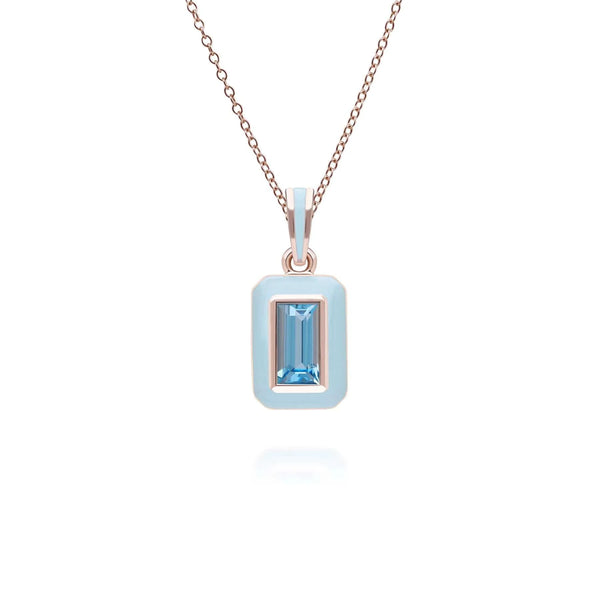 Lumina Emerald-Cut Enamel Pendant Necklace (Sky Blue Edition)