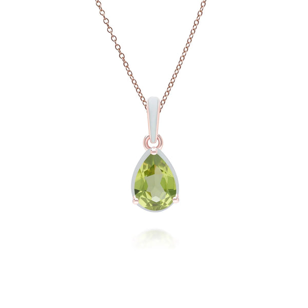 Lumina Pear-Cut Enamel Pendant Necklace (Olive Green Edition)
