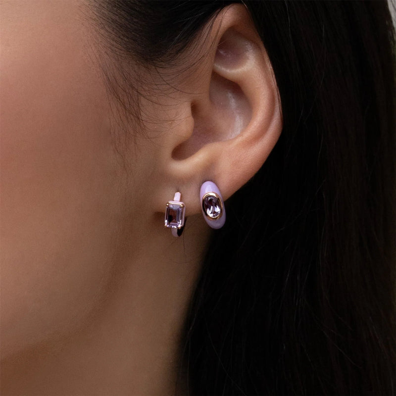Azure Arc Round-Cut Swirl Enamel Huggie Earrings (Sky Blue Edition)
