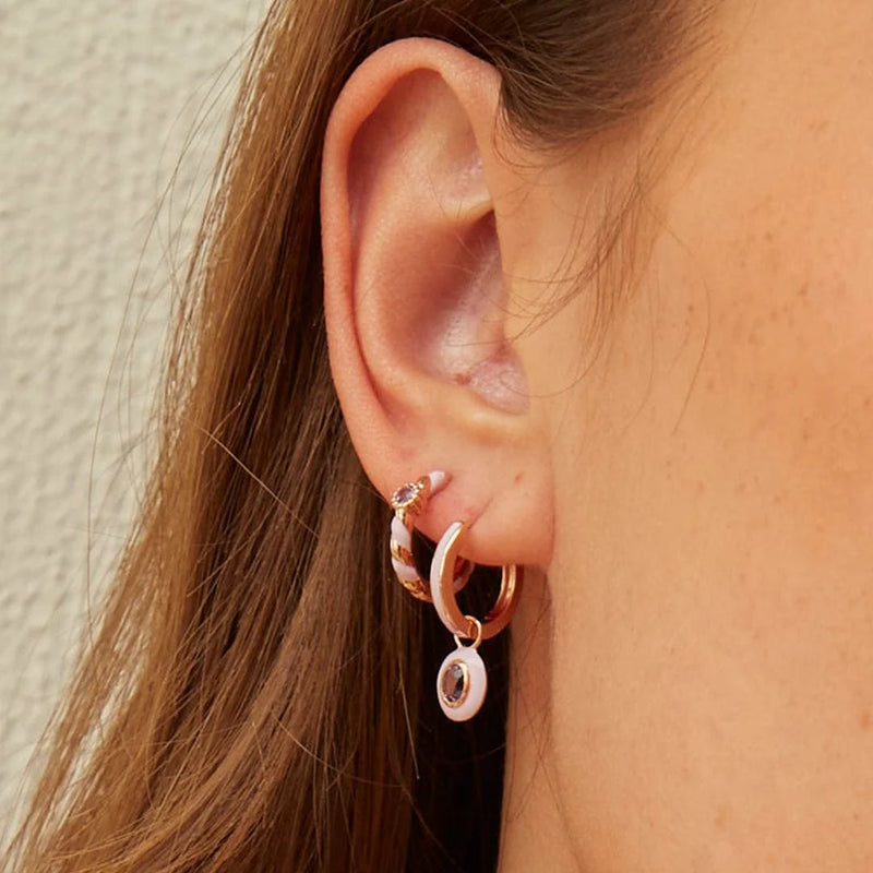 Aura Oval Drop Huggie Earrings (Lavender Edition)