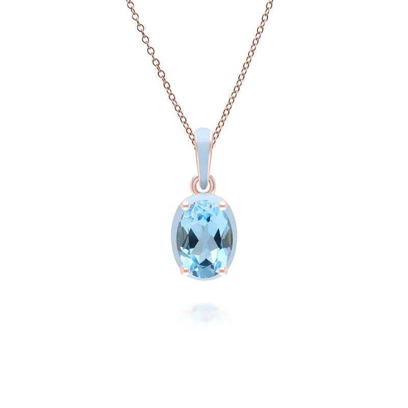 Lumina Round-Cut Enamel Pendant Necklace (Sky Blue Edition)