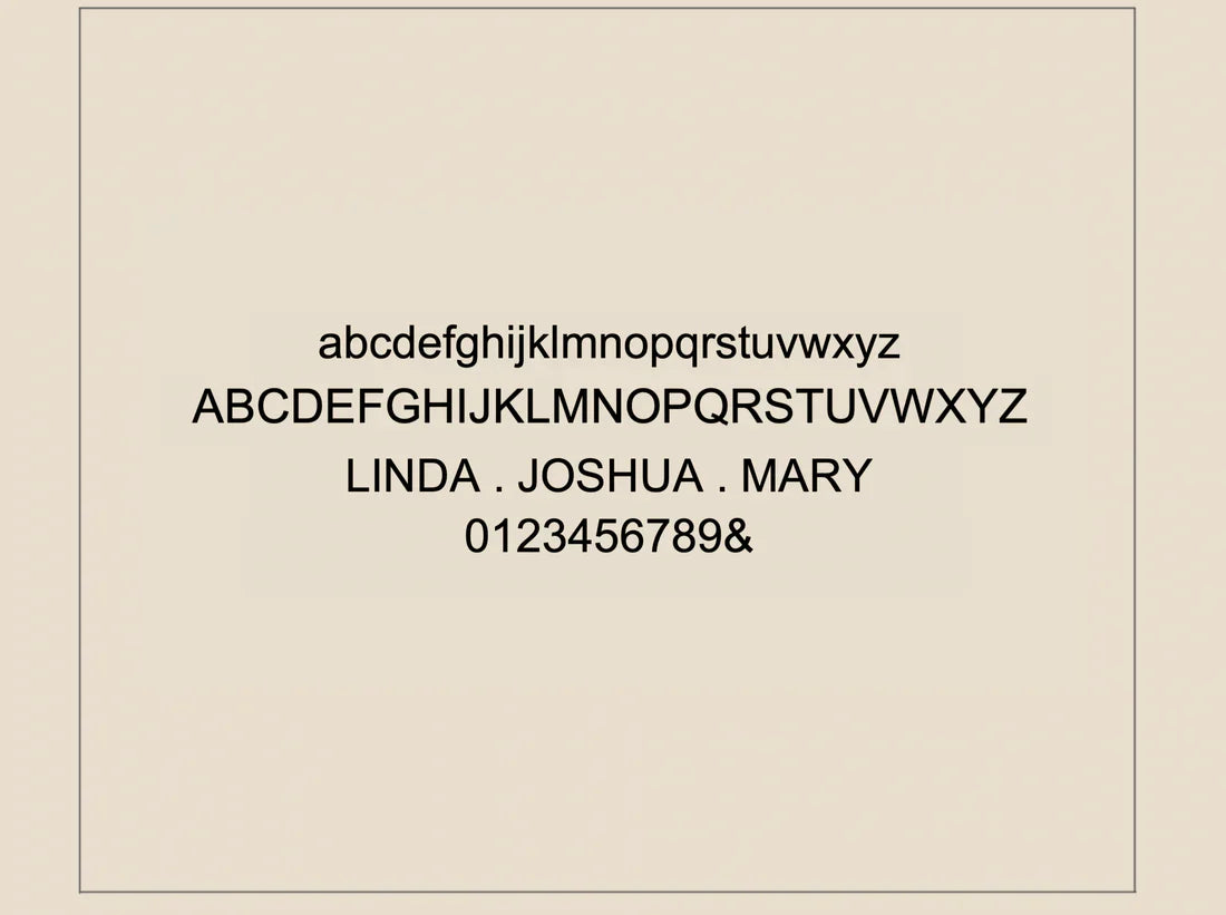 Beige background with black text including letters, names, and numbers.