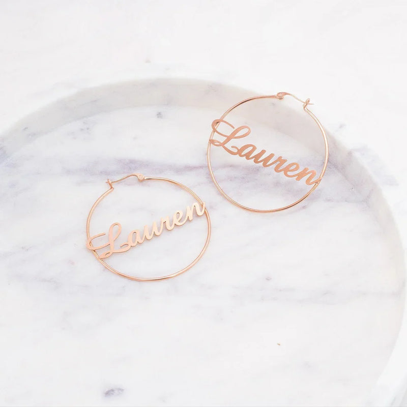 Name Hoop Earrings