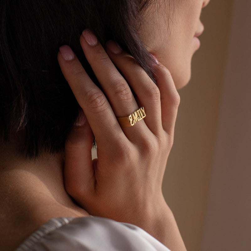 Personalized Bold Name Ring