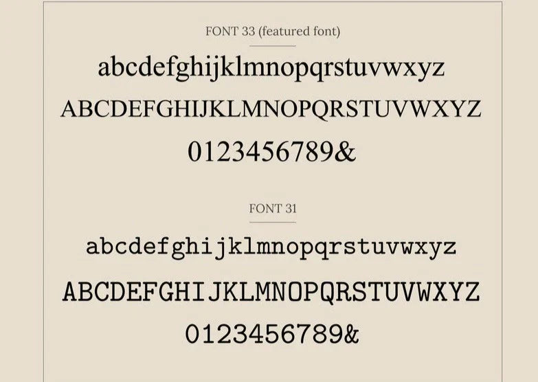 Display of two different fonts on a beige background