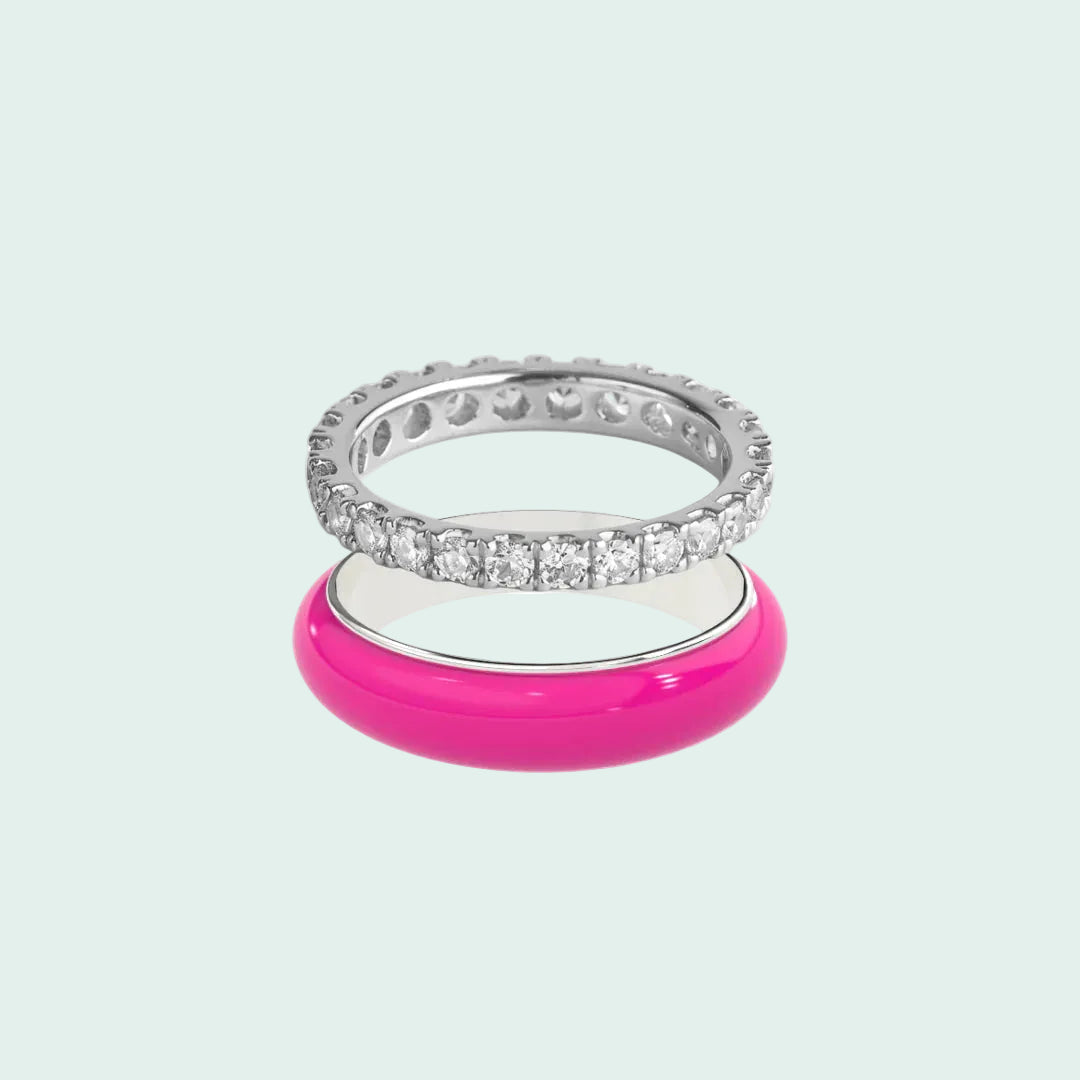 Chroma Orbit Rings-Silver (Set of 2)